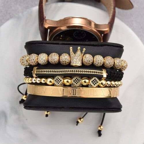 Mens Jewellery Bracelet Men Luxury Royal Bangle Set Roman Braided Bracelets For Women Fashion Armband Gold Cuff Friendship Gifts