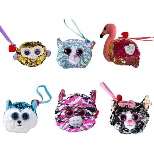 New Ty Big Eyes Flippables Sequined Coin Purse Handy Card Case Cute Plush Toys Collecting Toys Doll Children Birthday Gift