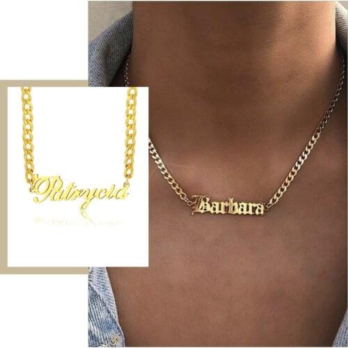 Punk Chunky Chain Necklace Customize Name Chokers for Women Stainless Steel Signature Personalized Jewelry Gift