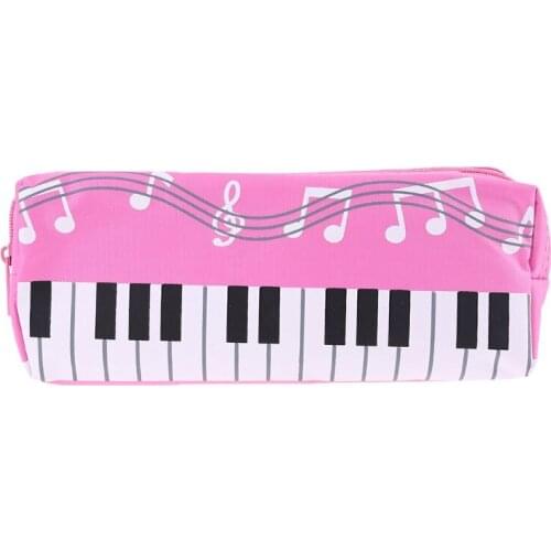 Music Notes Piano Keyboard Pencil Case Large Capacity Pen Bags Stationery Office