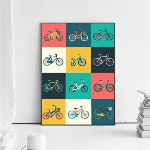Bicycle Lover Gift for Cyclist Canvas Painting Minimalist Cycling Wall Art Poster Print Bike Modern Pictures for Living Room
