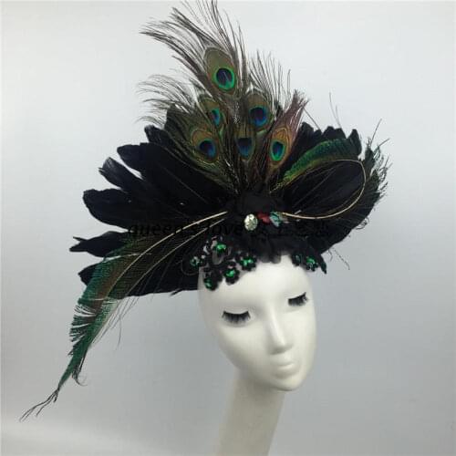 Peacock Type Headwear Feather T Station Catwalk Performance Makeup Headdress Photo Movie Prop Girl Club Dancing Hairband