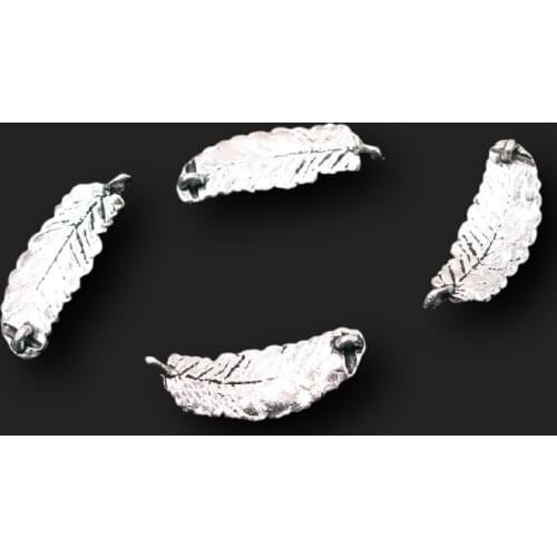 15pcs Silver Plated Leaves Connectors Retro Bracelet Necklace Accessories DIY Charms For Jewelry Crafts Making 30*10mm A2393