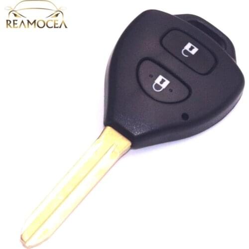 Reamocea 2 BTN Remote Car Key Case Shell FOB Cover New Replacement With Pad Fit for Toyota Corolla RAV4 Yaris Camry Hilux Prado