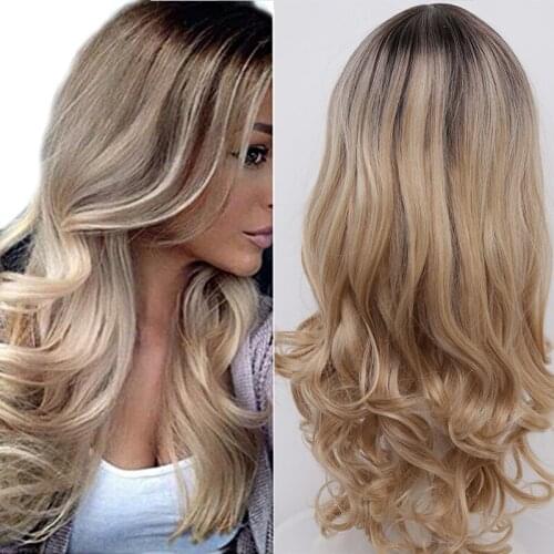 Long Wavy Ombre White Blonde wig natural hair wig Synthetic Wigs for womens long wigs Cosplay Wig synthetic hair