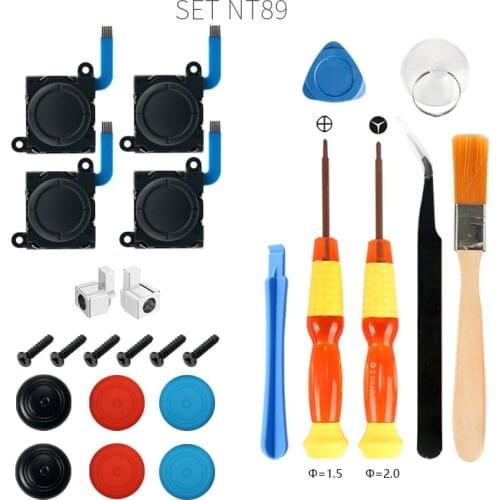 HOTHINK 25pcs/Set Replacement Joysticks for Nintendo Switch Joy-con 3D Analog Thumb Stick Caps Buckle Screws Screwdriver for NS
