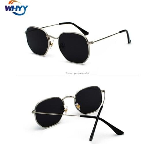 Hexagon Sunglasses Women Brand Designer Small Square Sunglases Men Metal Frame Driving Fishing Glasses Outdoor Goggles