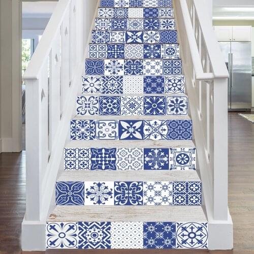 Mediterranean Style Strip Tiles Sticker Furniture Kitchen Home Decor Surface Gloss Film Wallpaper Peel & Stick Wall Decals