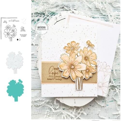 Plant Beautiful Flower Bouquet Cutting Dies And Stamps And Stencil Scrapbook Diary Decoration Stencil Embossing Template DIY