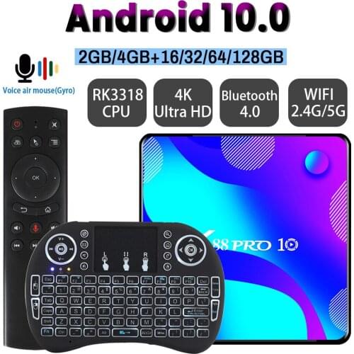 Android 10.0 TV Box X88 PRO 10 TVBOX RK3318 4K Google Store Youtube 4GB RAM 64GB ROM Android 10 Set Top Box