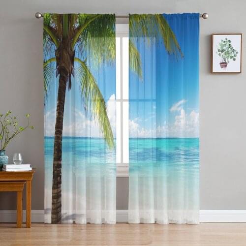 Beach Window Treatment Tulle Modern Sheer Curtains for Kitchen Living Room the Bedroom Curtains Decoration