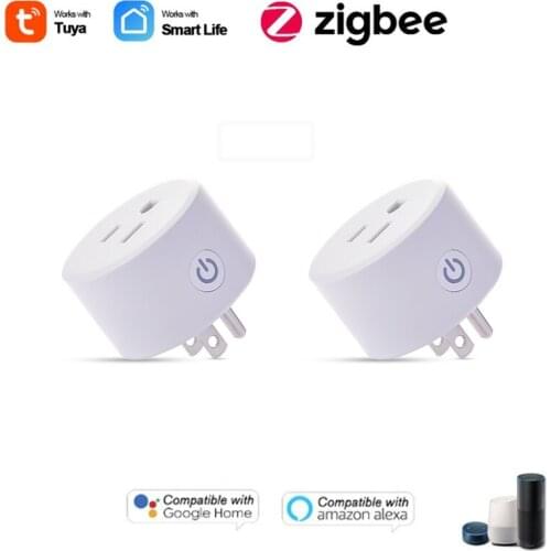 Tuya ZigBee Smart Plug US 10A Power Outlet APP Remote Voice Control Timer Socket Energy-saving Work With Alexa Google Home