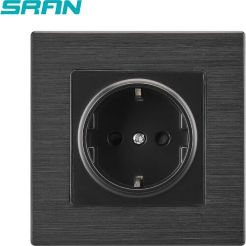 Aluminum alloy panel EU universal household wall power socket 86*86mm home installed electric outlet accessories
