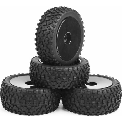 IN STOCK 4Pcs 1/10 Buggy Tyres Front Rear Tires and Wheel Rims for HSP RC Off-Road Car
