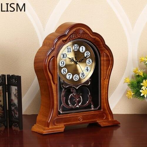 Vintage Mechanism with Pendulum Large Decorative Clocks Antique Wooden Vintage Style Decorations for Home Horloge