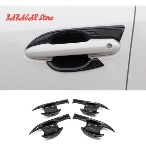 For Toyota RAV4 2019 ABS Carbon fibre Car Door protector handle Bowl Cover Trim Sticker car accessories styling 4 pieces/sets