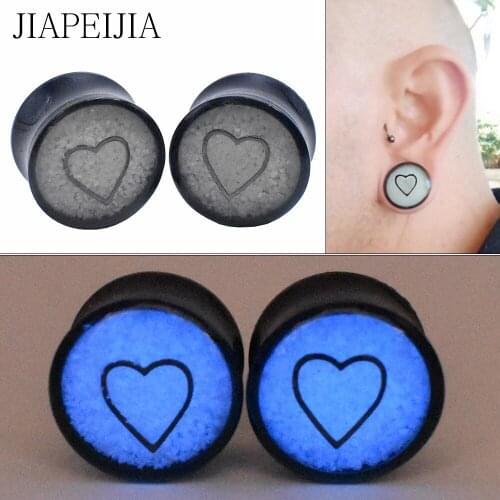 Glow in the Dark Black Acrylic Ear Plug Tunnels Ear Gauges Expander Stretcher Body Jewelry 8-25mm