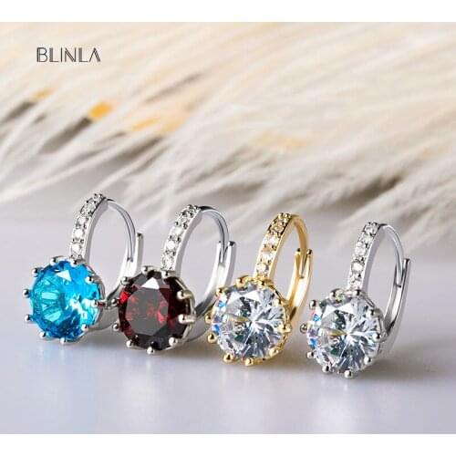 BLINLA 2020 Fashion Vintage Crystal Stud Earrings for Women Elegant Romantic Wedding Cubic Zirconia Earrings Jewelry Wholesale