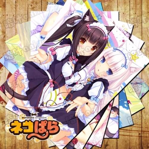 10 PCS/LOT Anime Nekopara Poster Toys Vanilla Chocola Kashou Coconut Neko Para Manga Comic Stickers Wall Pictures 42x29CM