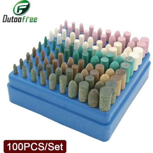100PCS/Set Grinding Stone Head Wheel Dremel Drill Accessories Rotary Tools 3mm Polishing Grinding Head Mixed Set Wheel 4-10mm