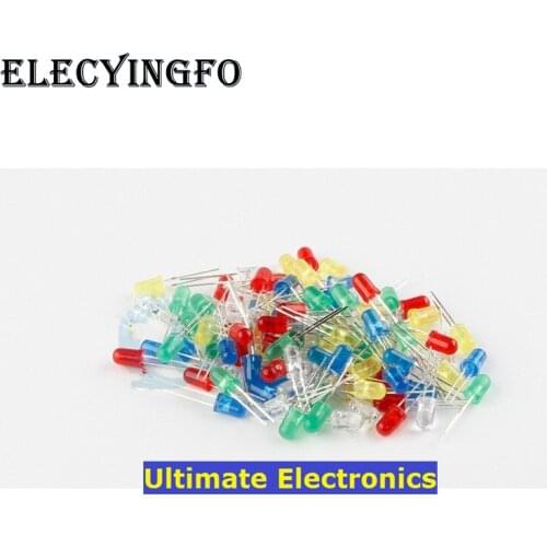 200pcs Round Top F5 5MM DIP LED lights emerald green red white blue yellow green 2Pin colorful