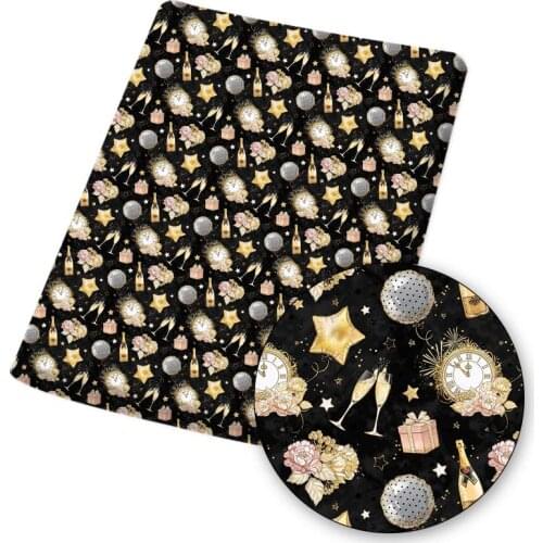2021 Polyester Cotton Fabric Firework Balloon New Year Printed Fabric DIY Sewing Home Textile Garment Bag Material 45*145cm 80g