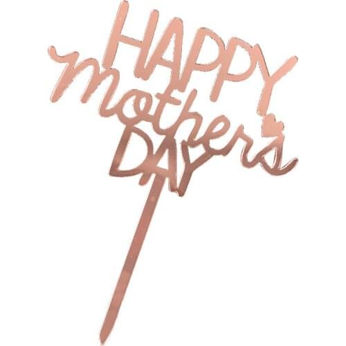2021 Happy Mothers Day Cake Topper Acrylic Rose Gold Best Mama Mom Cake Topper for Mothers Day Birthday Party Cake Decorations