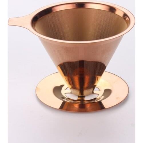 304 Food Grade Stainless Steel Integrated Coffee Filter Golden Hand Coffee Drain Household Drip Coffee Cup