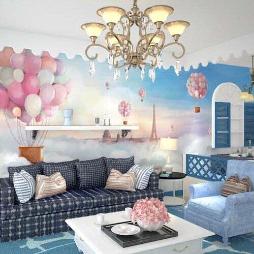 3D Sereo Heat Balloon Wallpaper Child Bedroom Living RoomTV Background Wall Decor Wallpaper Mural 3d room wallpaper landscape
