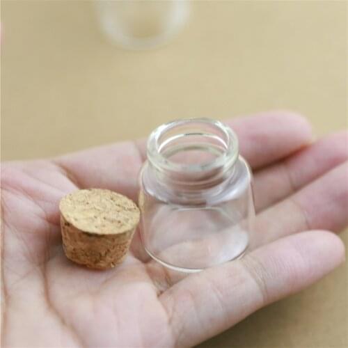 50pcs/lot 30*30mm 10ml DIY Mini Wishing Glass Bottles Cork Crafts Jars Cork Stopper Transparent Empty Glass Bottles