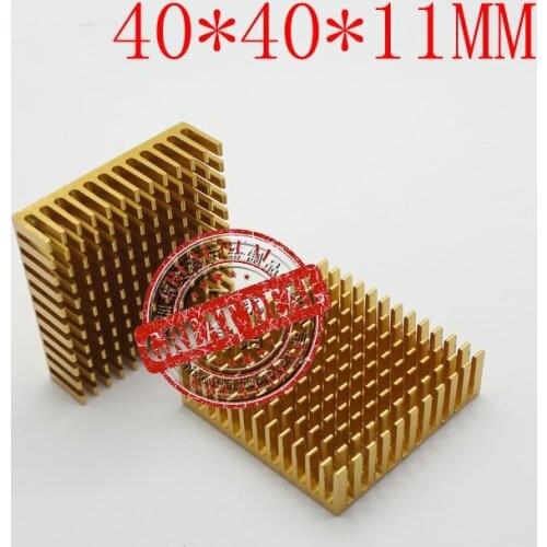 Free Ship 100PCS Aluminum IC Heatsink 40*40*11MM Chip Thermal block high quality chipset heatsink Breaking groove Gold