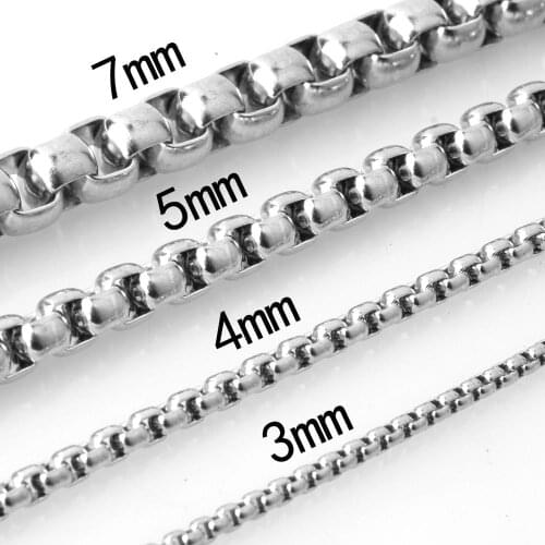 Never Fade Silver Chain For Men Hip Hop Jewelry Stainless Steel Curb Chain Necklace 3/4/5/7mm Silver Color Men Jewelry Chain
