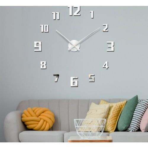 48 Inch Oversize Wall Clock Quartz Needle Clock Watch Wall Clocks Horloge 3D DIY Acrylic Mirror Stickers Home Decoration Living