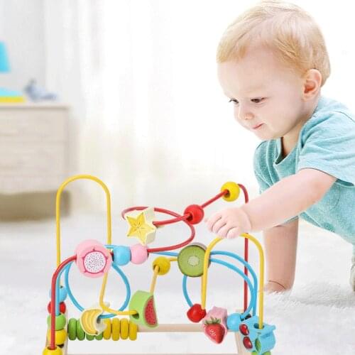 Wooden Toys Puzzle Animals Round Beads Baby Toys For Newborns Children Cribs Montessori Educational Toys Plays Puzzles For Kids