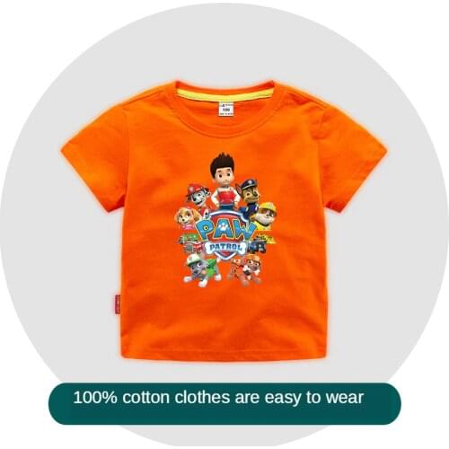 Childrens short sleeve T-shirt kids 2020 summer paw patrol cartoon pictures Pure cotton Breathable coat