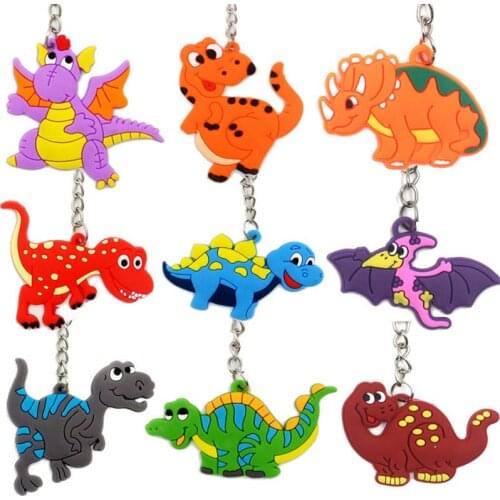 Dinosaur Keychains Set Baby Dinosaur Keychain Cartoon Kids Key Car Bag 12Pcs