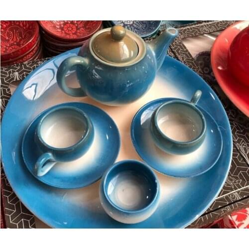 Elegance Ceramic Full Tea Set With Tray Cups and Candy Pot and Teapot