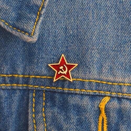 Retro USSR symbol enamel pin Red Star Sickle Hammer Cold War Soviet CCCP Brooch Gift icon Badge lapel pin for coat cap