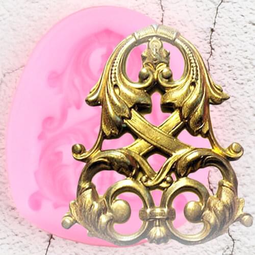 French Crest Lattice Silicone Mold Relief Frame Cupcake Topper Fondant Cake Decorating Tools Candy Clay Chocolate Gumpaste Mould