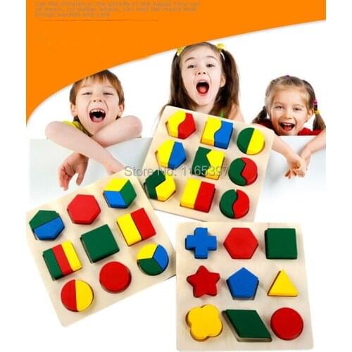 FreeshipSet of 3pc children Wooden Montessori geometry shapes match tetris early development math tangram Educational material
