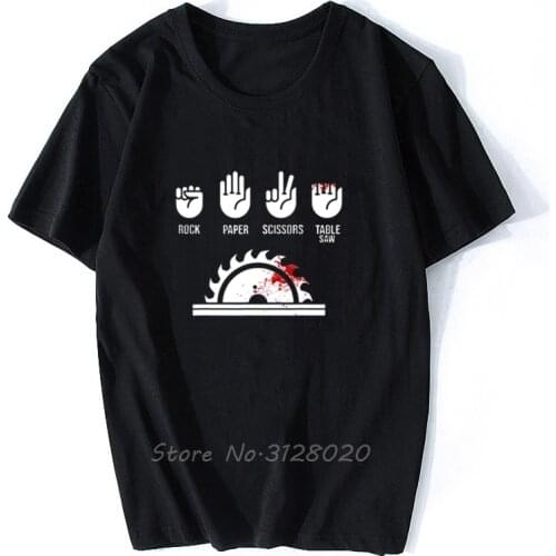 MenS Rock Paper Scissors Table Saw Funny T-Shirt Men Cotton O-neck TShirt Hip Hop Tees Tops Streetwear Harajuku
