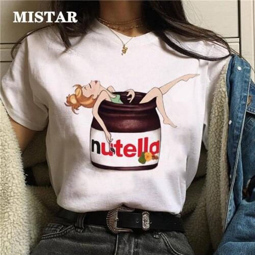 Nutella Printed T Shirt Women 90s Funny Kawaii Fashion T-shirt Graphic Cute Cartoon t shirt women New Style Top Tees Female