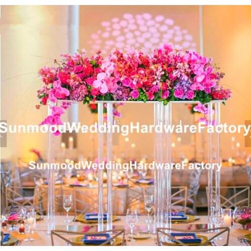 H90cmxW30x30cm)10pcs )All clear Wedding large acrylic ball and flower stand centerpiece for decotration wedding senyu01049