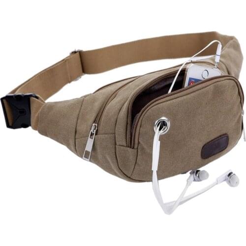 Canvas Waist Bag Men Women Fanny Packs Hip Belt Bags Money Travelling Mountaineering Mobile Phone Bag Unisex Running Waist Bag