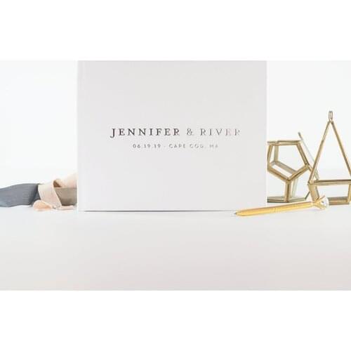 Personalized Wedding Guest Book Mr and Mrs names Guestbook White and Silver Foil Classic Guest Book cutom Guest Book