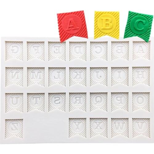 Alphabet Flag Silicone Sugarcraft Mold Resin Tools Cupcake Baking Mould Fondant Cake Decorating Tools