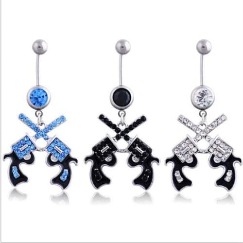 Puncture navel ring double-gun navel buckle navel nail black/white