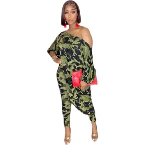 Two Piece Set Africa Clothes African New Dashiki Fashion Camouflage Suit Top And Trousers Super Elastic Party For Women Outfits