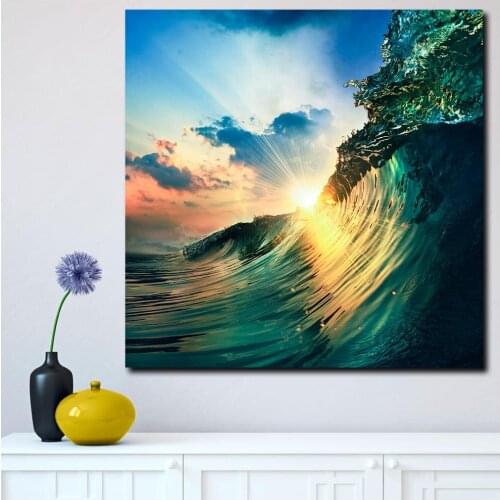 Fashion Large size Wall Art Pictures For Living Room Home Decor Waves in the sun Canvas Oil Painting Printed Unframed