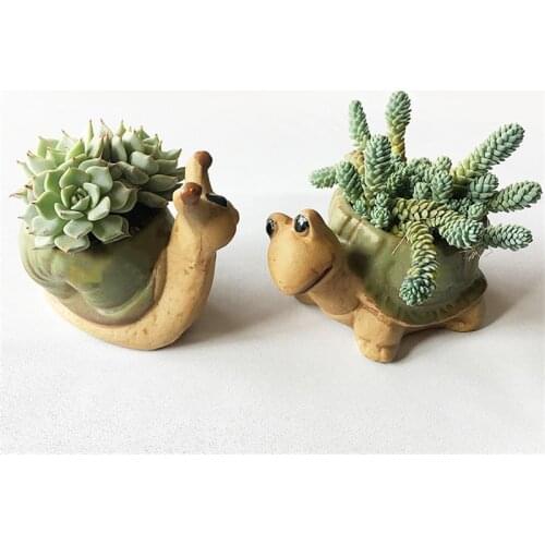 Cartoon Cute Tortoise Hedgehog Snails Animal Shaped Mini Flower Pot for Succulents Planter Flowerpot Ceramic Home Garden Decor